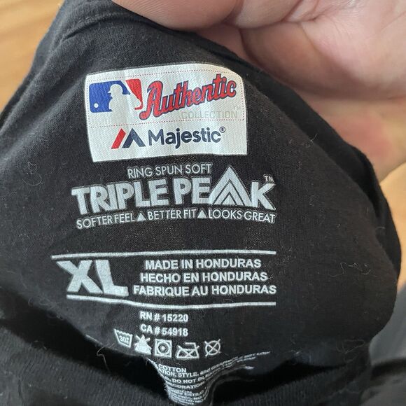 Majestic MLB San Francisco Giants T-Shirt Black Mens XL Triple Peak - Picture 6 of 6